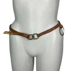 Women's Studded brown leather belt M/L